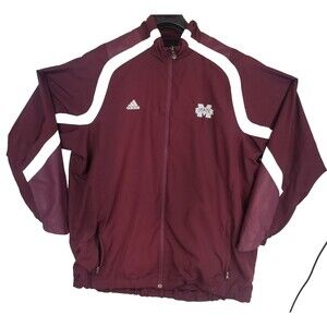 Adidas Jacket Men Size XL Maroon 3 Stripes Full Zip Windbreaker Michigan State